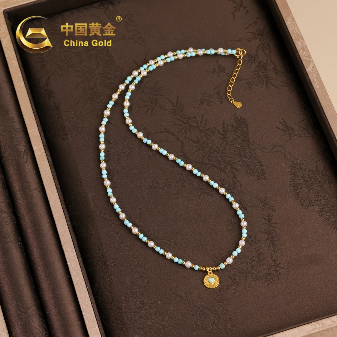 【中国黄金】岚绕 | 绿松*项链*S925银镶嵌-X3133-Y