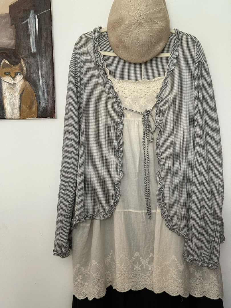 少女风慵懒风时尚套装套装休闲外搭法式开衫休闲风