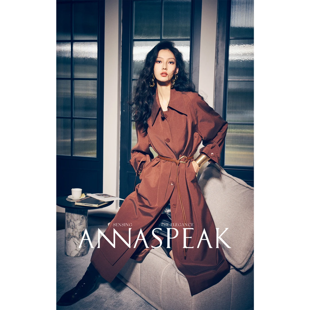 ANNASPEAK奥地利Tencel羊毛假两件中长款风衣女秋冬