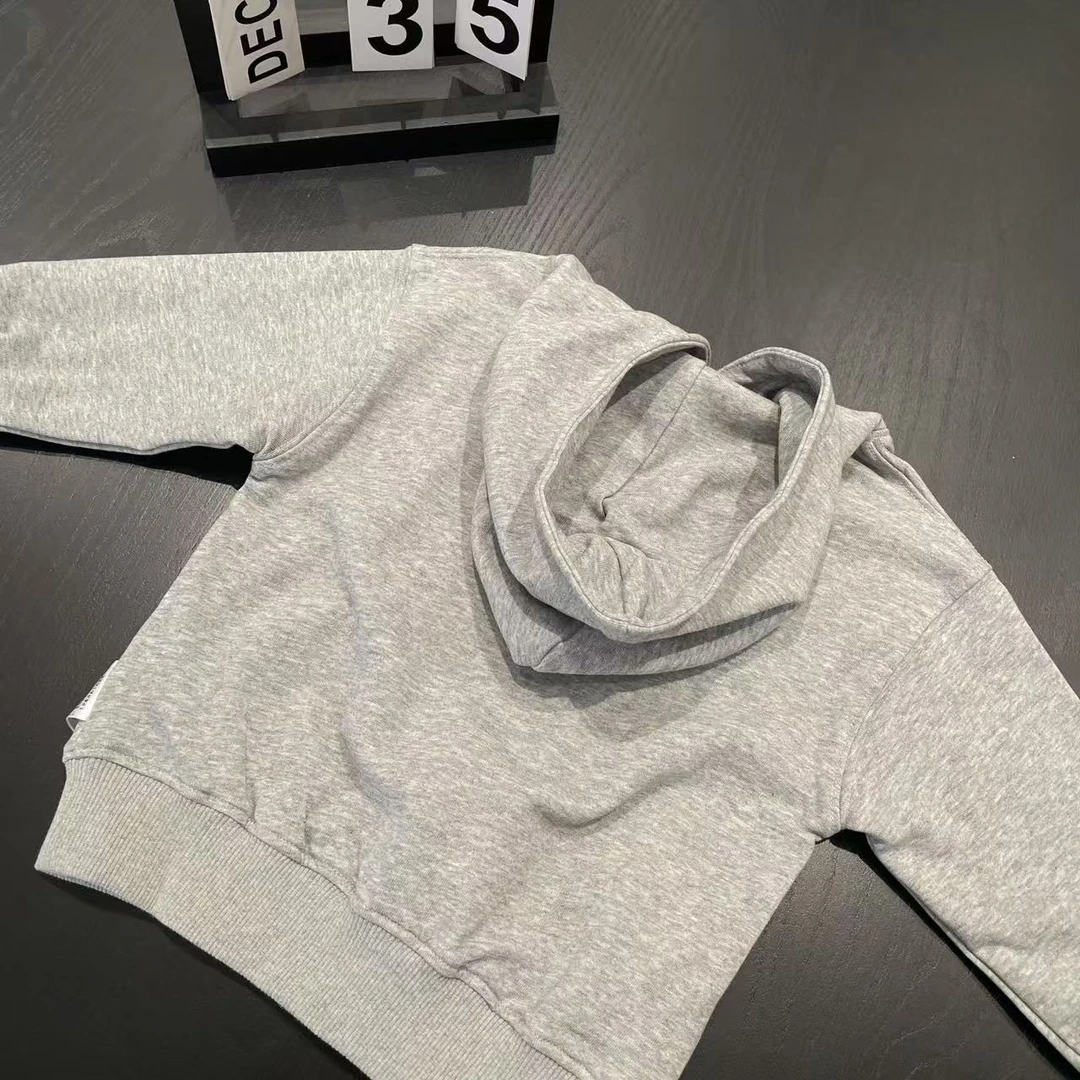 秋冬小童男童女童连帽卫衣灰3288沐系