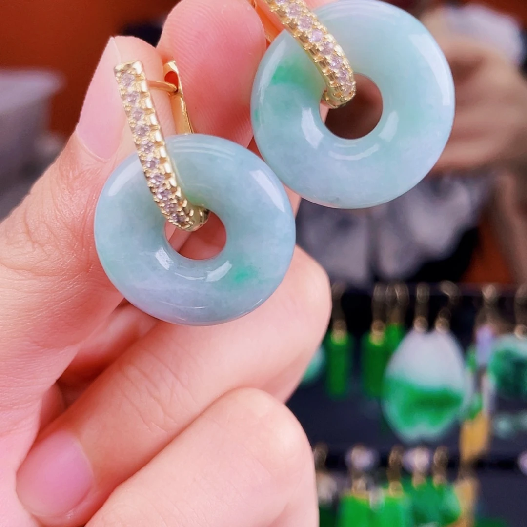 翡翠未镶嵌耳饰饰品