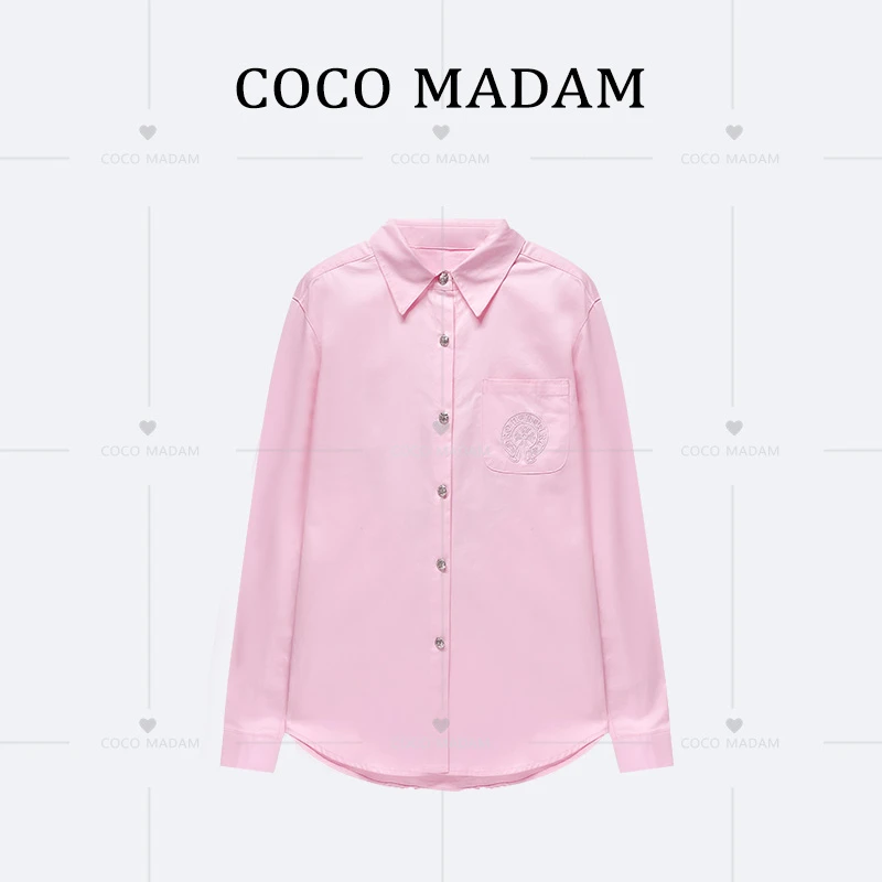 ANNI · Ani-A663早春2024新款刺绣宽松时尚百搭简约衬衫