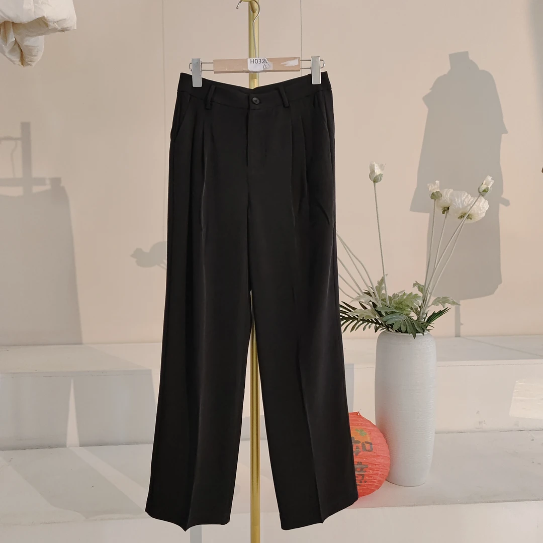 【大飞自营】H 0326 新款窄版西装面料直筒裤高腰显瘦直筒宽松