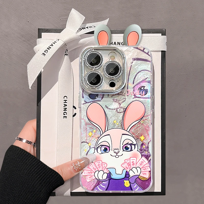 耳朵朱迪尼克适用苹果iPhone16华为vivo小米oppo精孔冰川纹手机壳