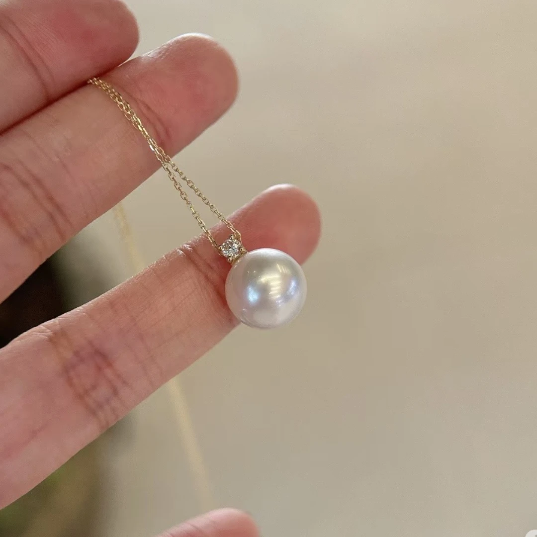 【中秋限定破价福利】13-14mm6A精选极光王妃吊坠正圆赛澳白珍珠