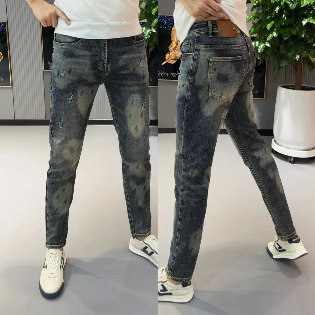 裤子广州新款牛仔裤弹力修身小直筒裤牛仔裤男款爆款2025新款