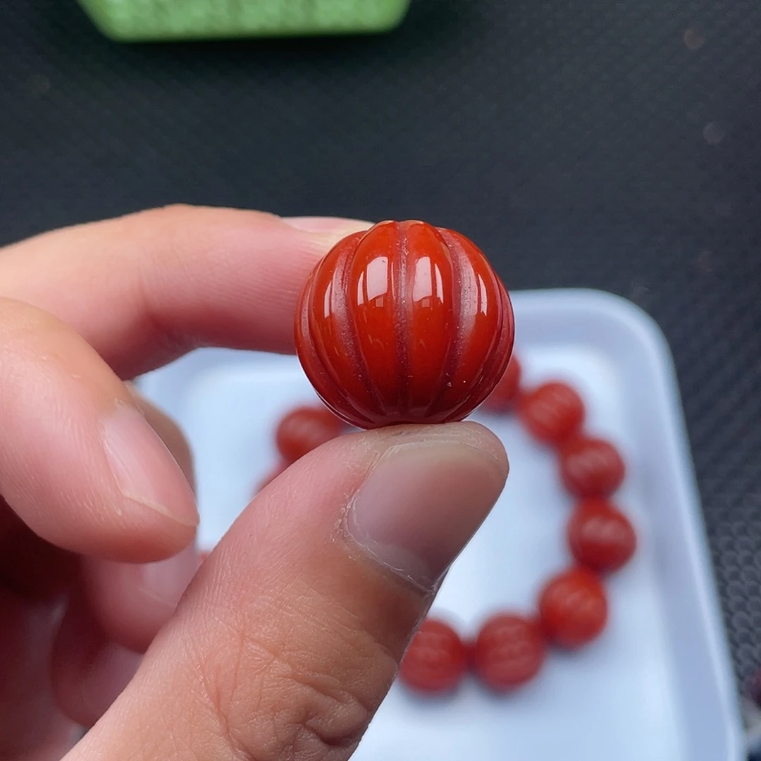 未镶嵌20mm柿子红瓜珠一颗南红玛瑙