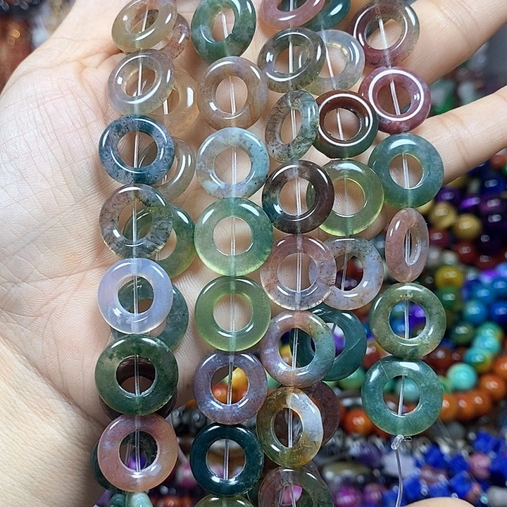 未镶嵌玛瑙/玉髓珠宝半成品水草玛瑙卡15-16mm