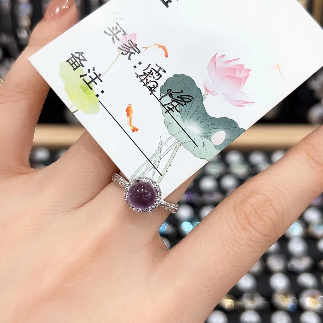 紫晶戒指银S925镶嵌戒指