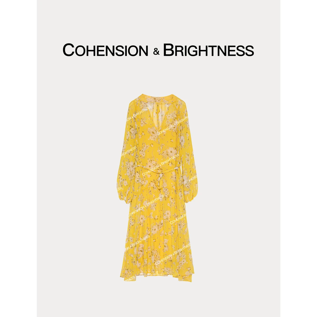 凝慧真的好【繁花协奏】V领优雅印花显瘦连衣裙汉服LQ123