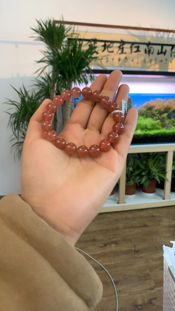 保山南红冰红单圈手串10mm+