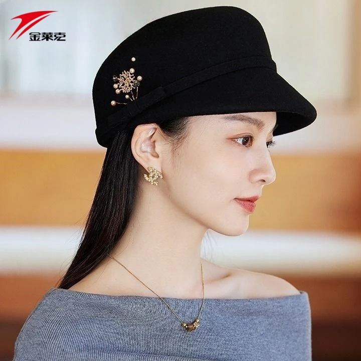 JMK/金莱克鸭舌帽秋冬新款纯羊毛简约英伦礼帽休闲旅游毛呢贝雷帽