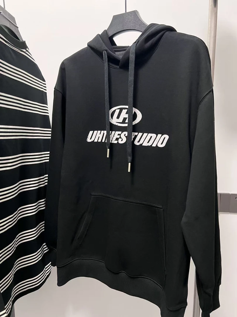 男士连帽黑色潮流男士水洗字母卫衣印花秋冬时尚宽松