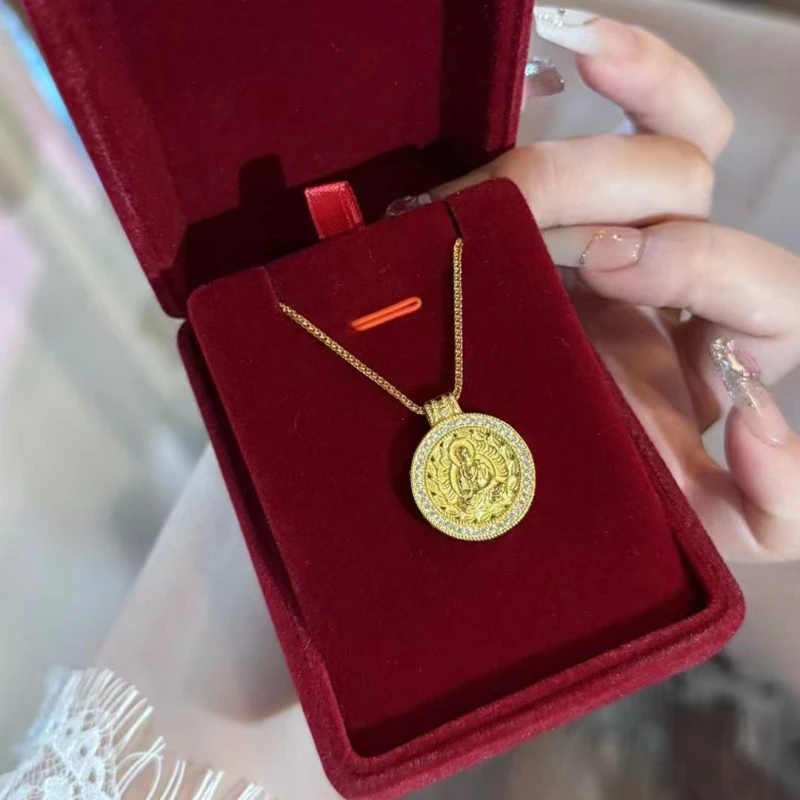 坠链均925银 花开见佛满钻罗盘项链