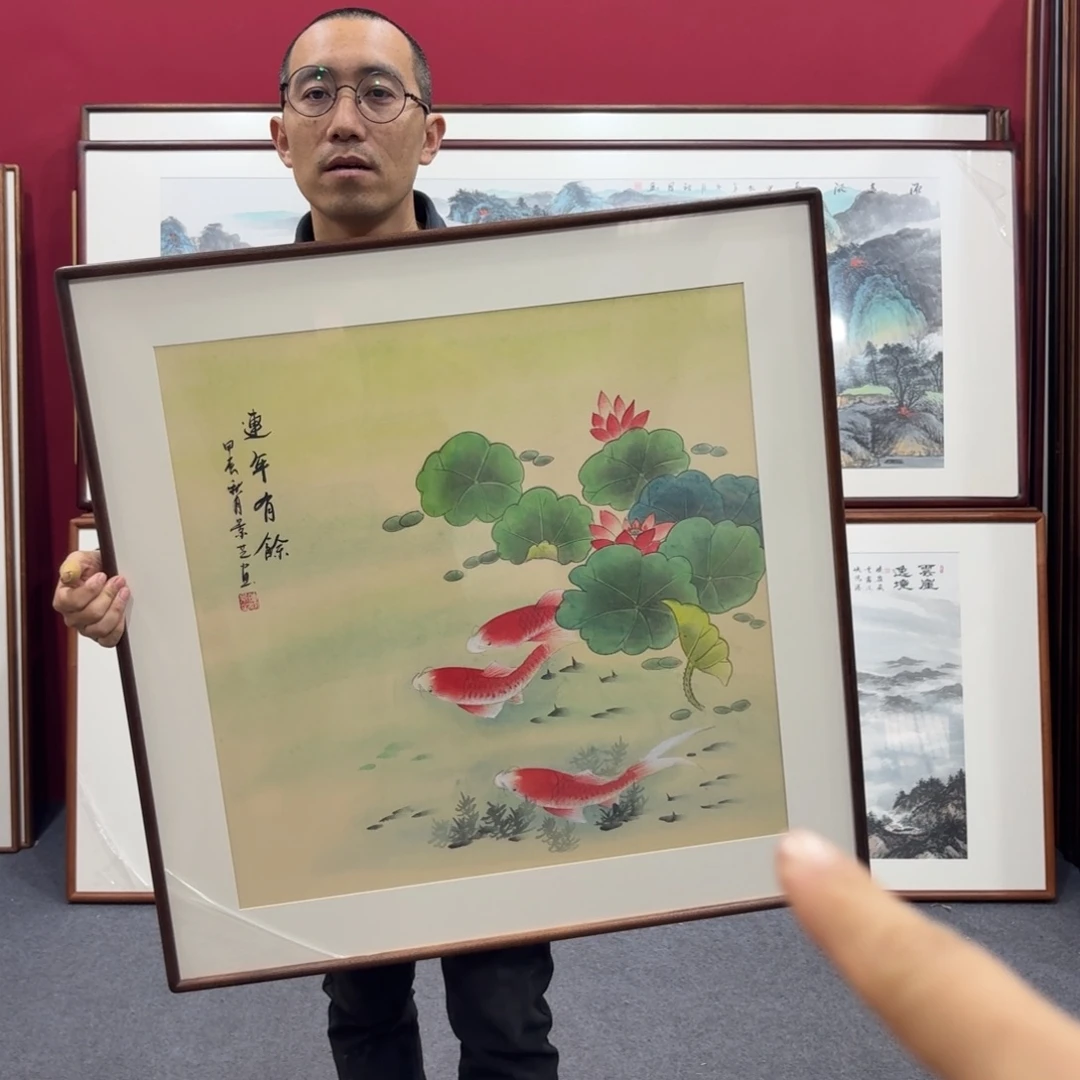 国画手绘作品带框