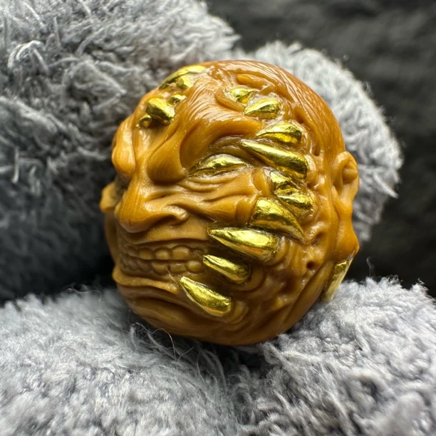 瑞麟贰号【刀疤恶僧】猴头单颗雕刻镶嵌半手工精工配饰顶珠搭配