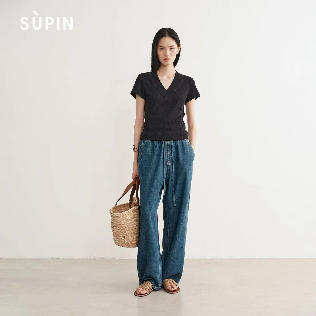 2025新款松紧腰直筒长裤525280029