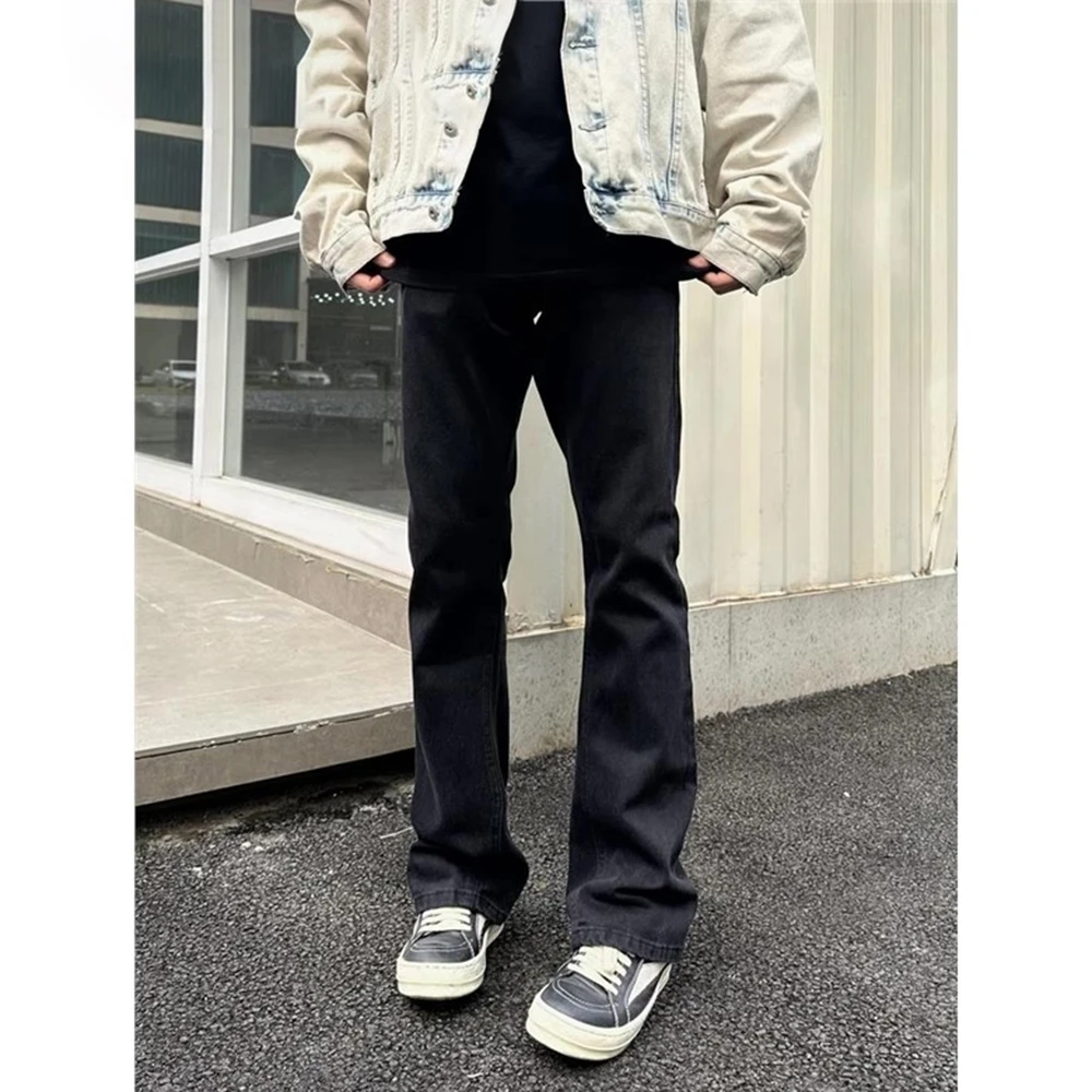 黑色弯刀裤美式直筒牛仔裤男春夏修身显瘦高弹力百搭潮牌休闲长裤