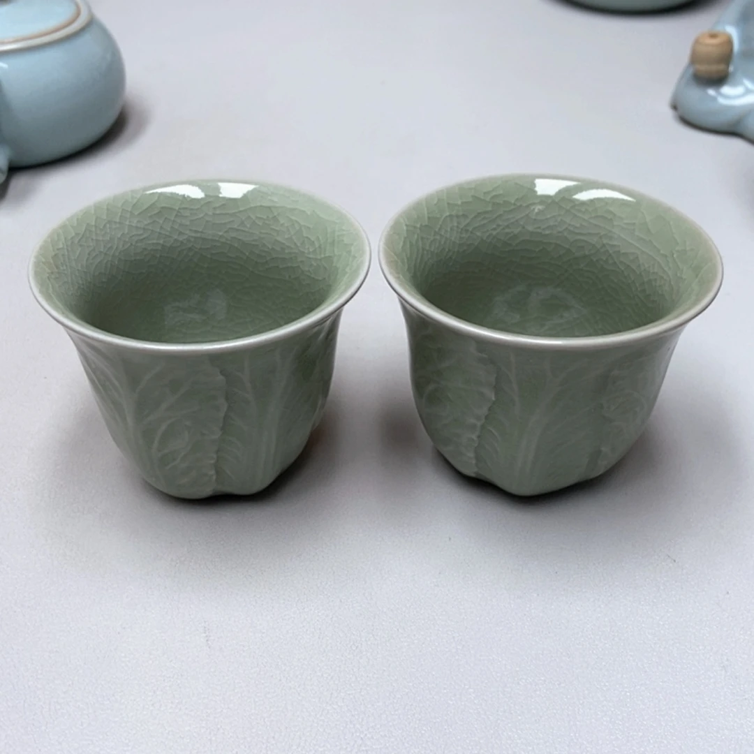 郎***刁一对赵琳支钉豆绿百财杯带礼盒