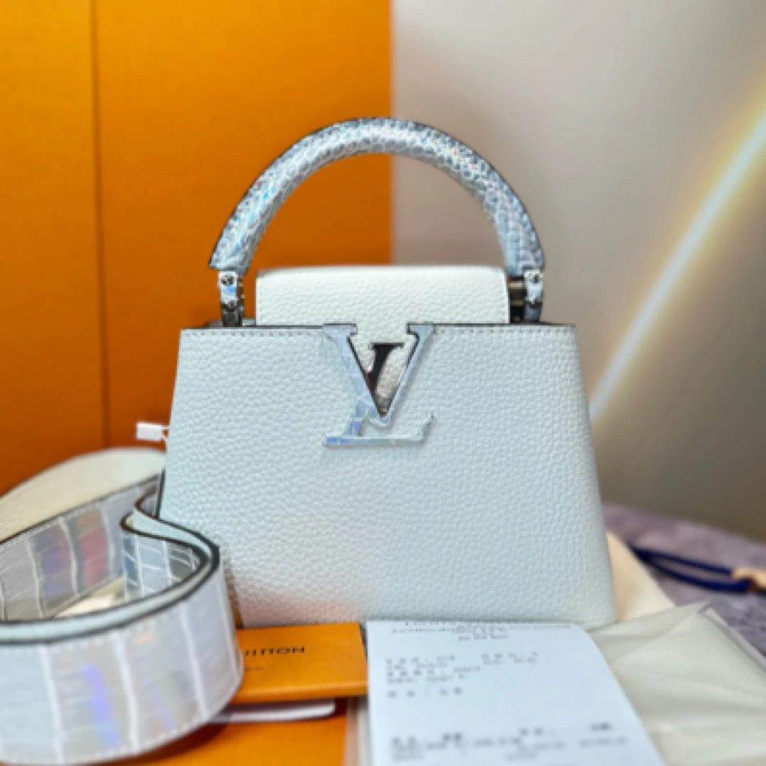 全新未使用 LouisVuitton/路易威登 鳄鱼皮边手提单肩包11211758