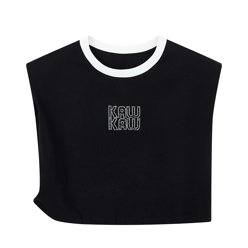 【尚雅专属】设计感宽肩字母烫钻T恤N2159