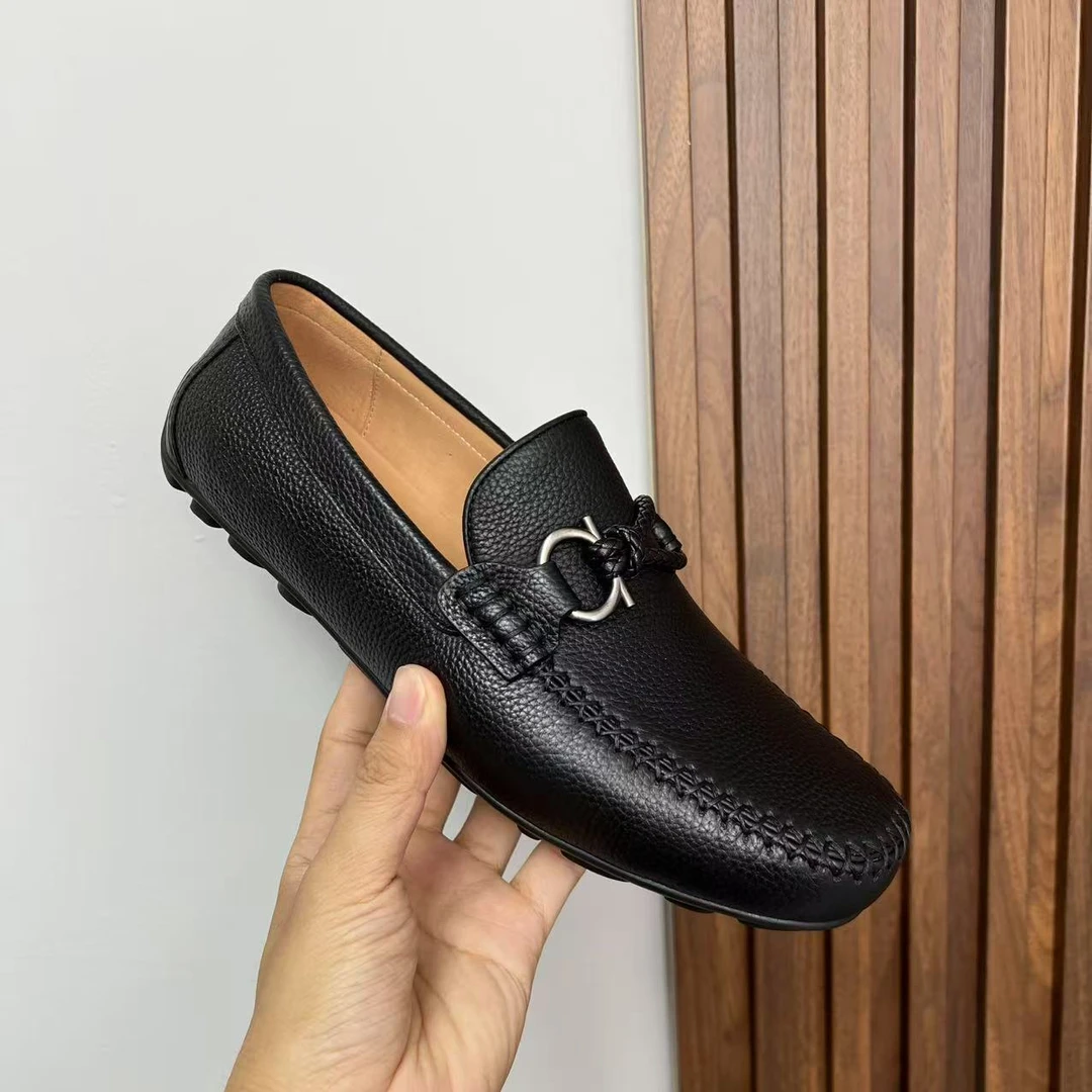 新款头层牛皮软底高端休闲时尚舒适耐磨百搭乐福鞋豆豆鞋商务鞋