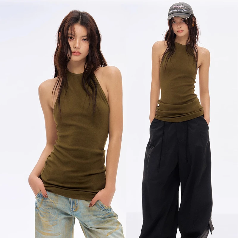 番茄妹妹Tomatosister  辣妹性感纯欲修身显瘦修身挂脖吊带背心女