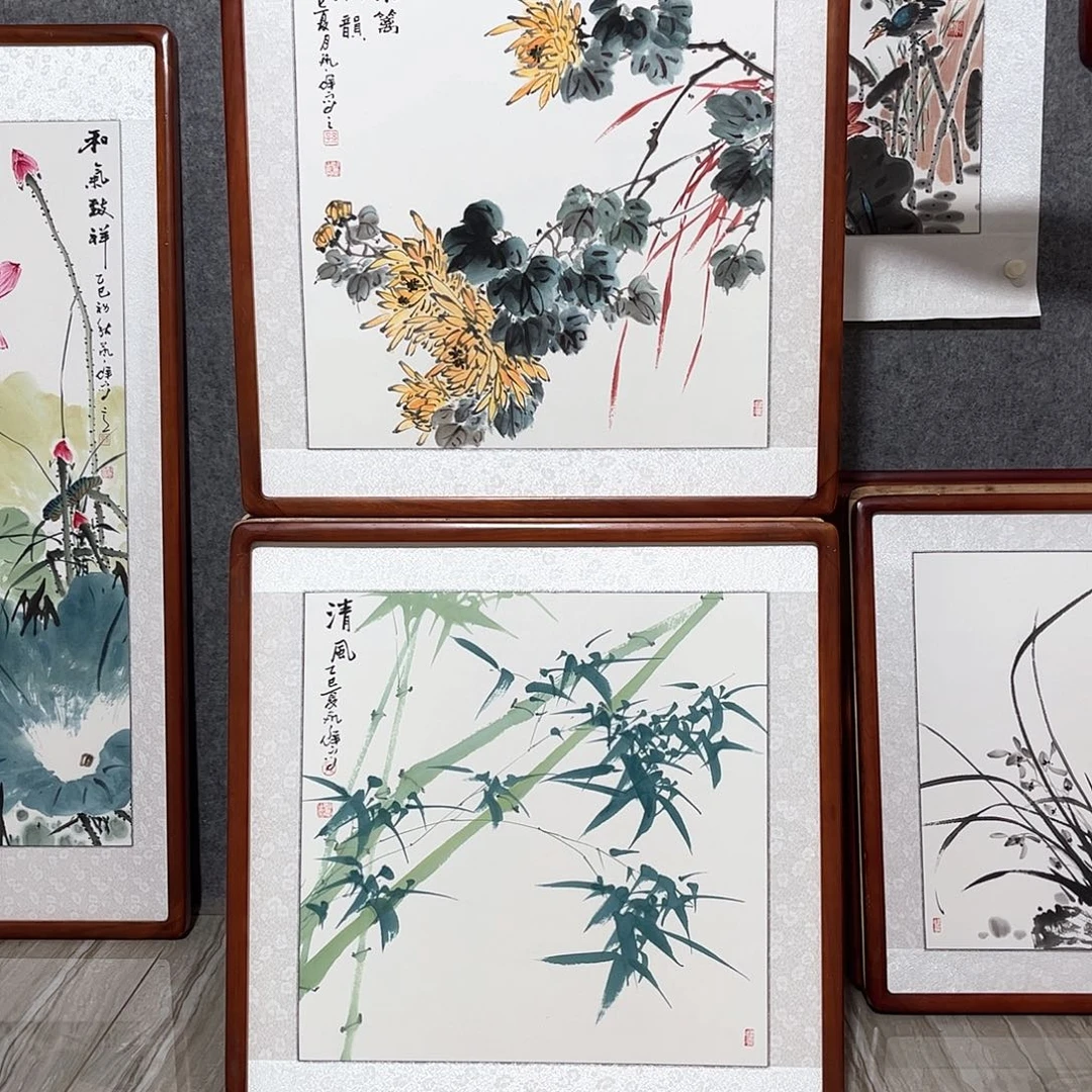 国画书画作品带框63×63