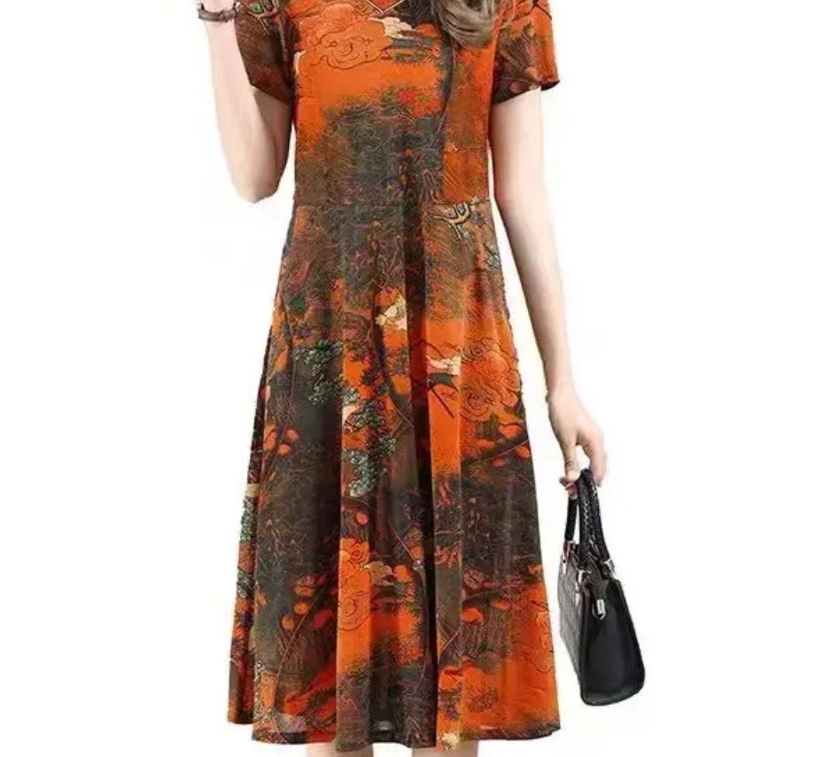 m002夏装弹力冰雪丝连衣裙2025夏季新款修身显瘦裙子