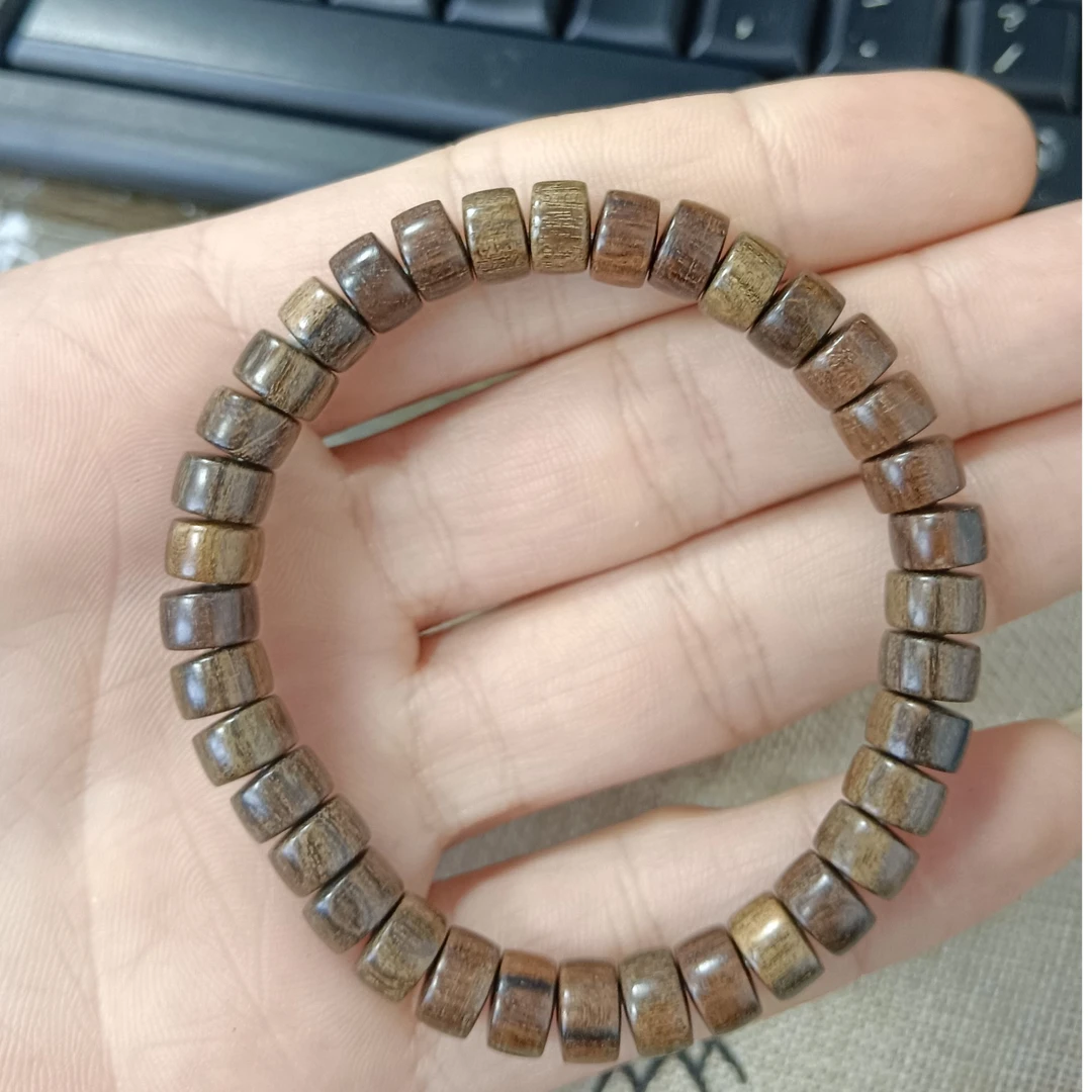 A196檀香木老型手串单圈直切药片珠情侣盘玩天然念珠手链