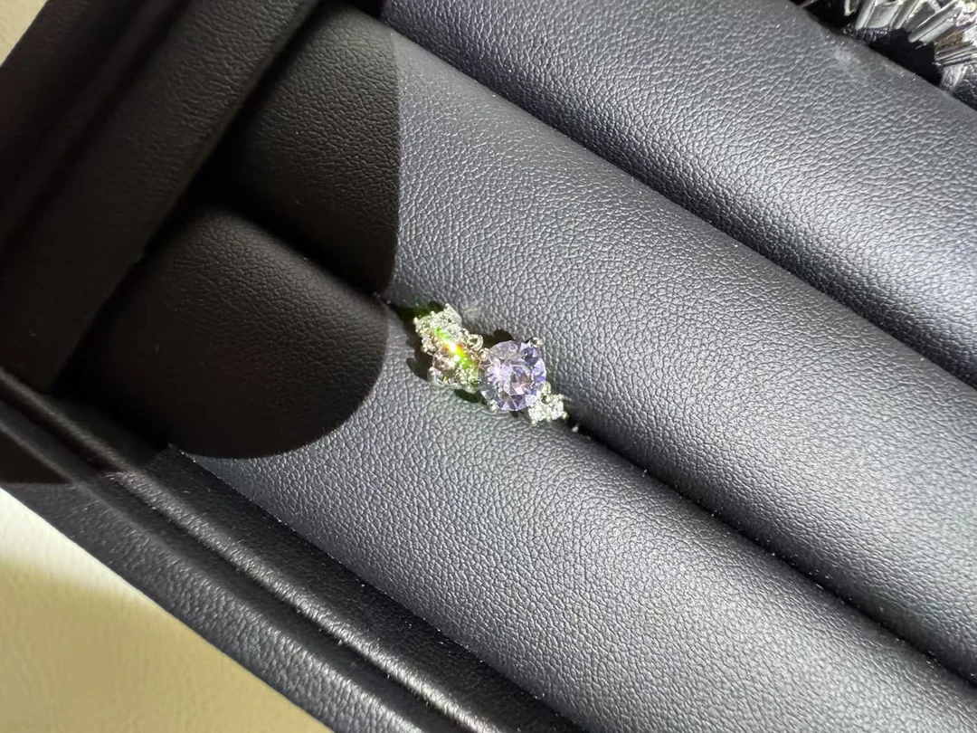 铜合金戒指 铜合金双生花施家华子手工开口轻奢时尚彩色