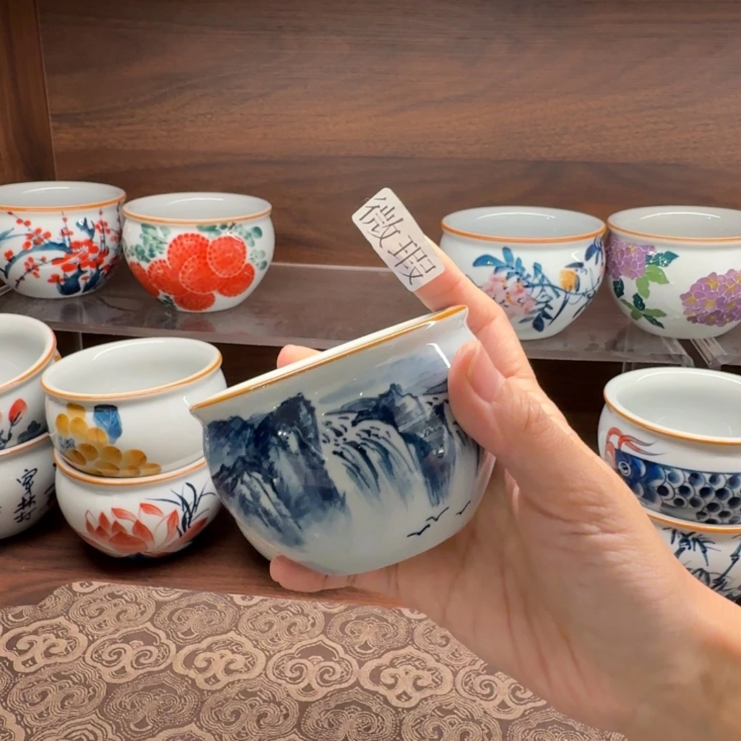 釉下手绘茶具微瑕