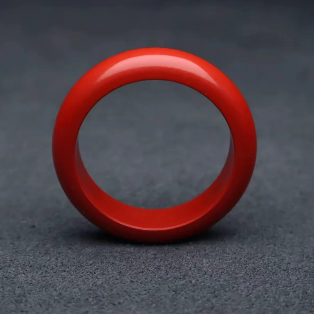 含辰砂工艺品赤丹红砂素面经典戒指