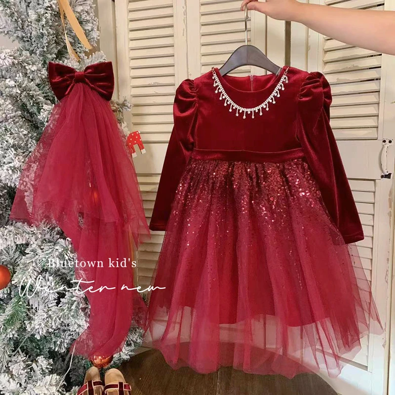 【本妈】“冬日晚宴”加绒宫廷风带钻拼接网纱连衣裙FD23153 39'9