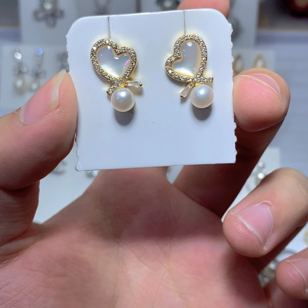 淡水珍珠耳饰银S925镶嵌