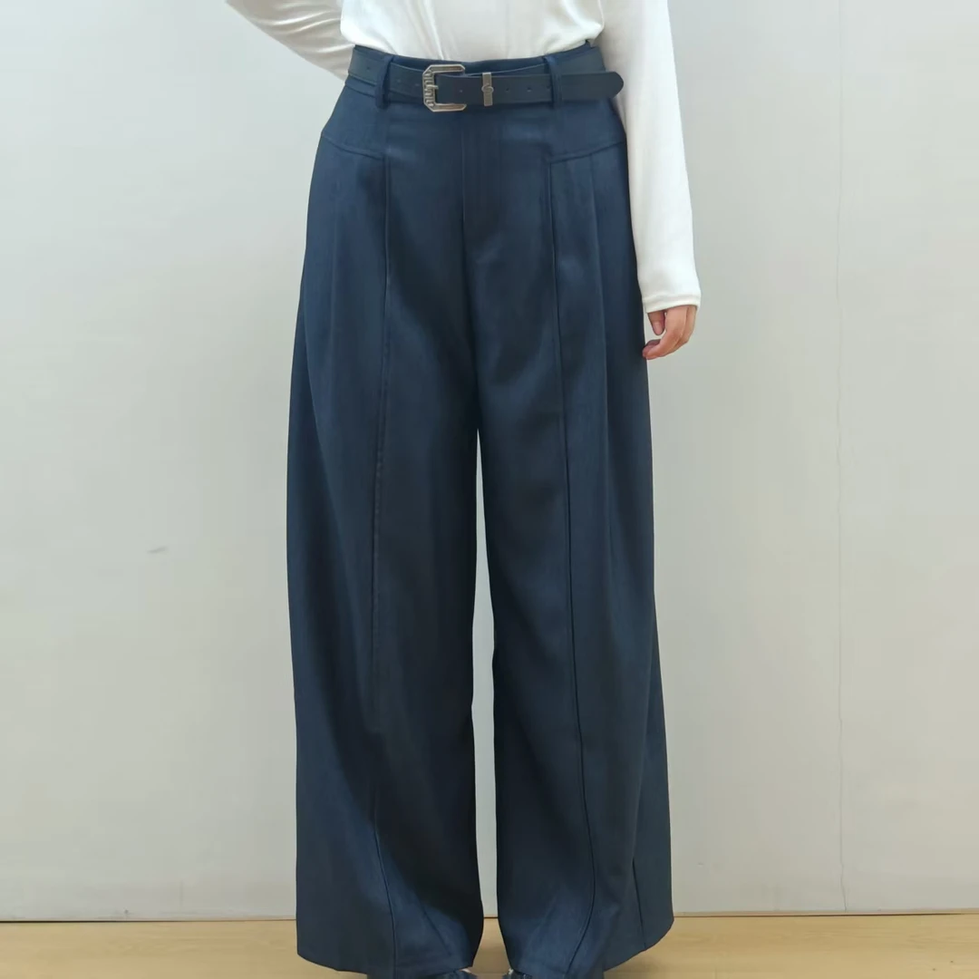 ANYUMO/安妤茉7769静奢风高腰阔腿裤透气休闲百搭秋季女
