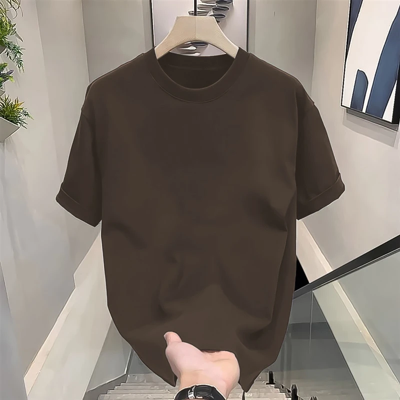 260g重磅纯棉t恤男短袖宽松上衣服美式圆领全棉半袖纯色潮流百搭