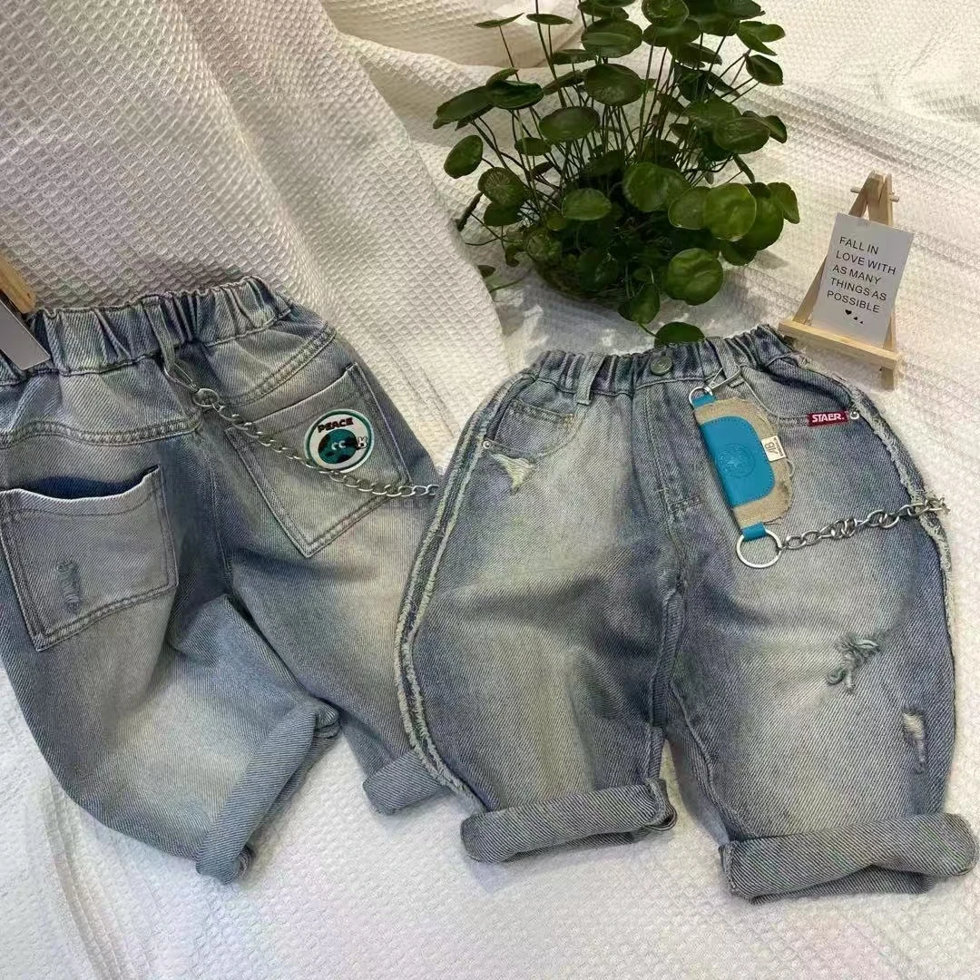 童装男童牛仔裤春秋季中小童破洞长裤儿童男孩宝宝帅气休闲裤潮流