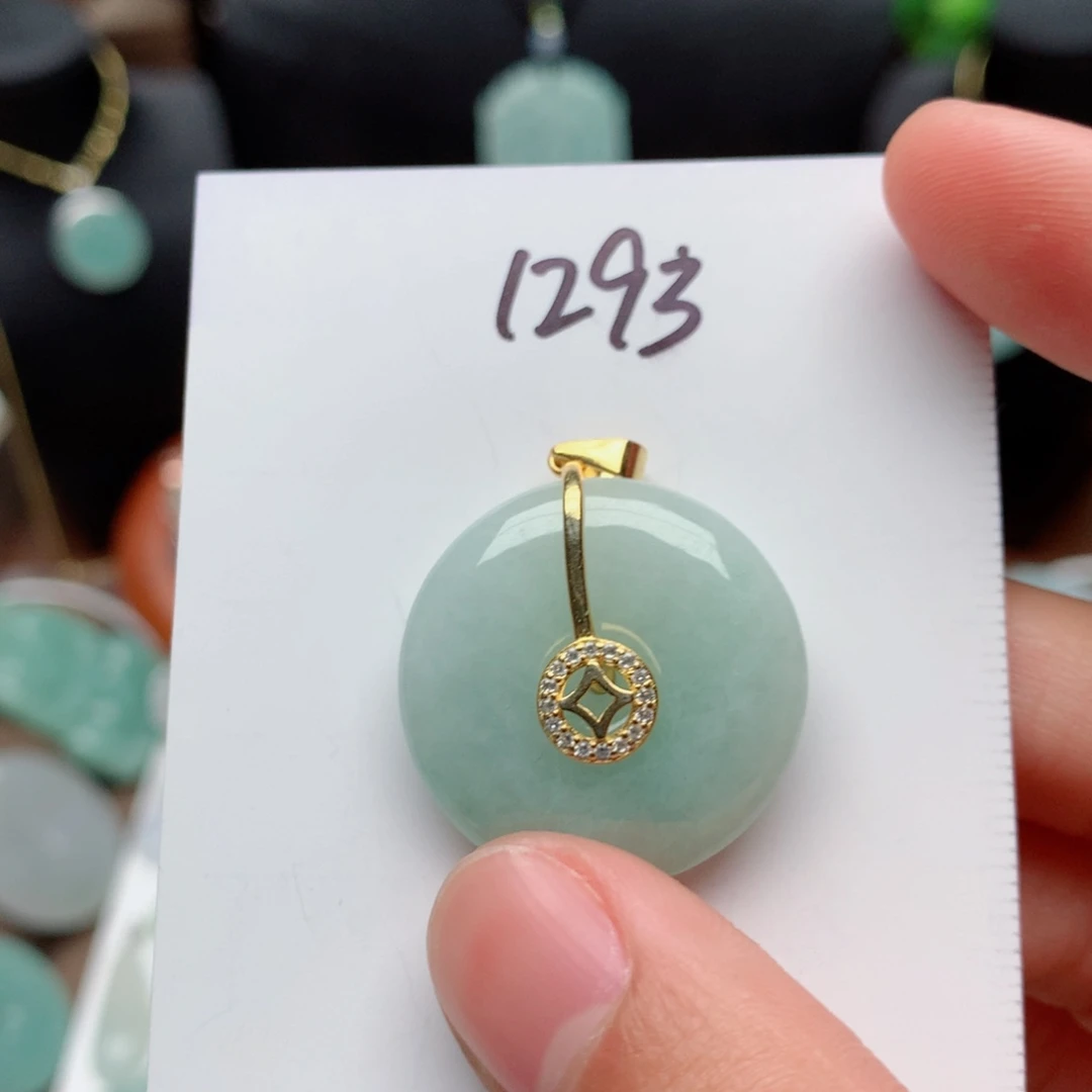 翡翠颈饰银S925镀金镶嵌吊坠