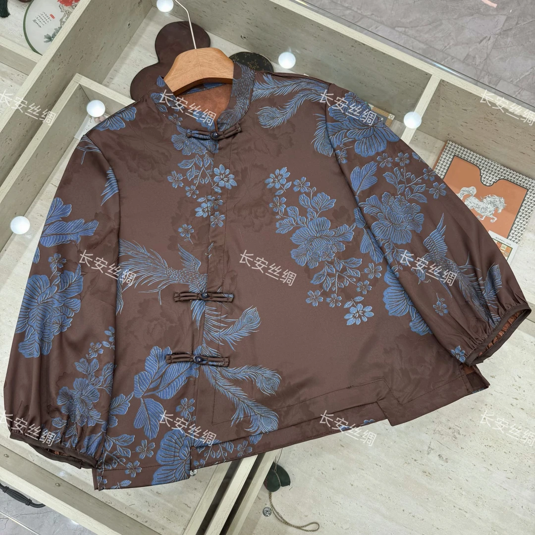【长安】秋季新款国风复古提花斜襟盘扣上衣女FY5091403
