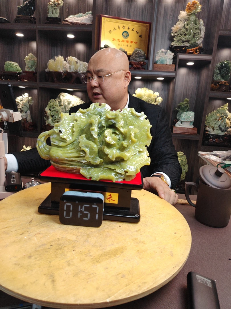 冰绿相间百菜摆件原创创意作品居家办公摆放