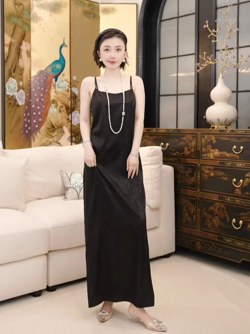 Betty Bairn【伊人笑 · 香云纱】老油料桑蚕丝吊带裙裙25B-BW8968