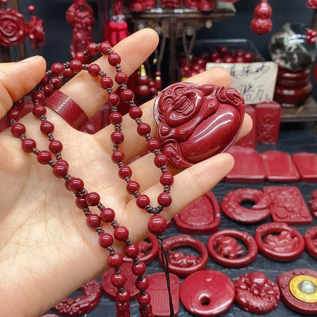 天然辰砂超大号佛公➕半珠链