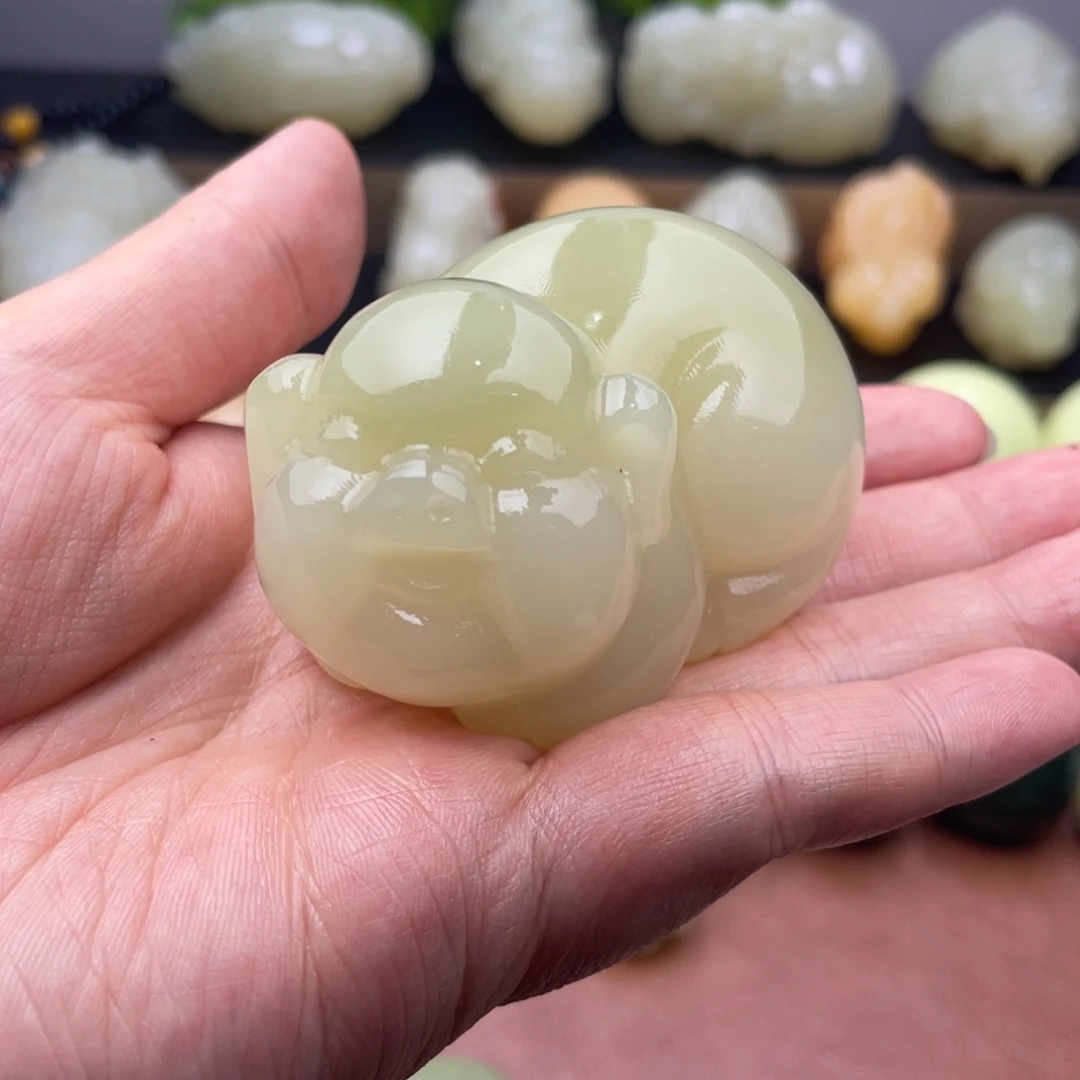 石材奋**前天然古青石手把件