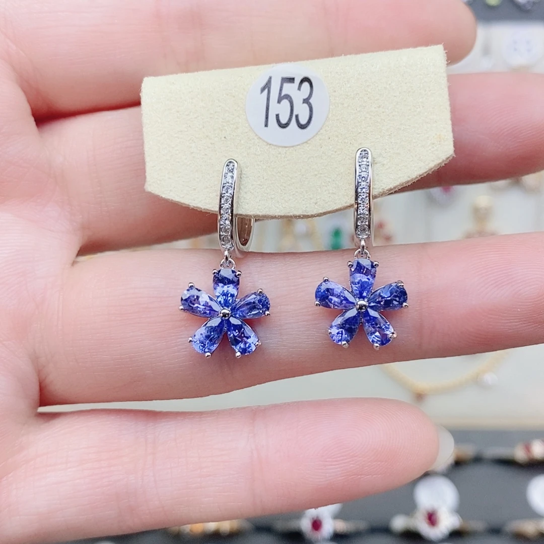 耳饰坦桑石银S925镶嵌