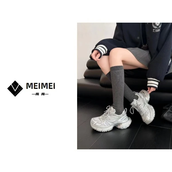 XMM.《银色老爹鞋》2025春款时尚休闲百搭秀气老爹鞋-BHBXJ-W52225