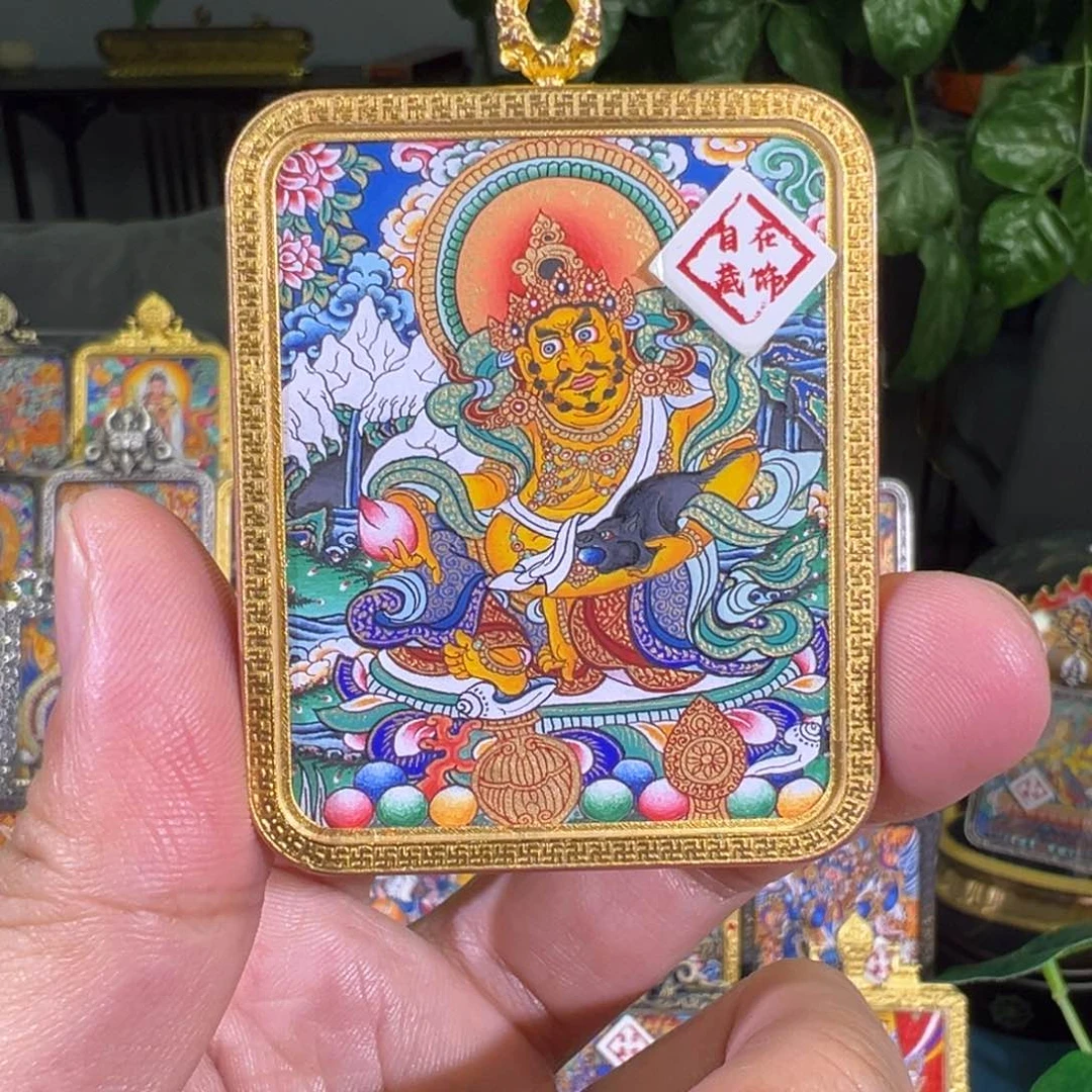 吊坠@**?热贡手绘黄才唐卡