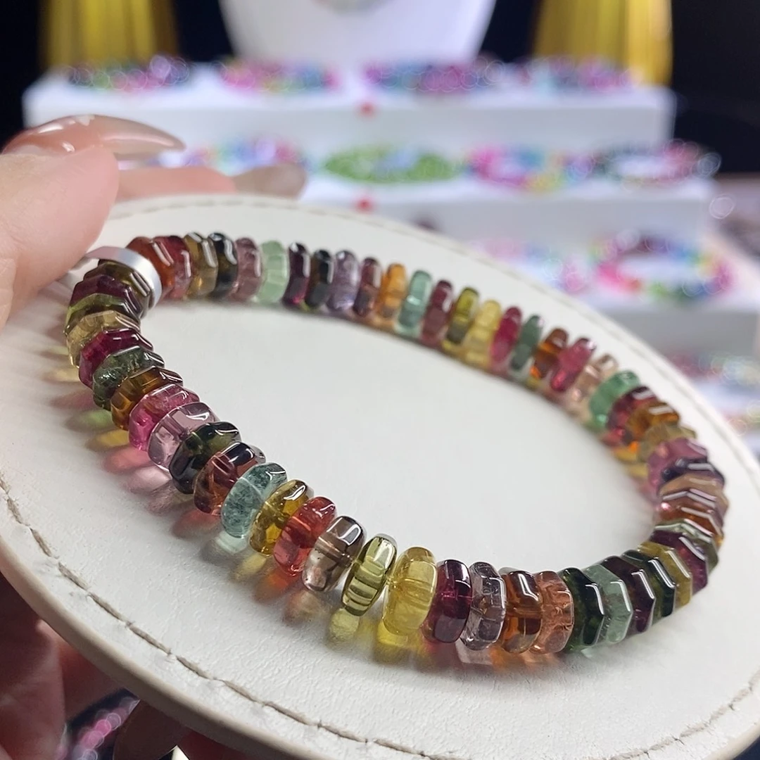 未镶嵌手链碧玺八角切算盘珠