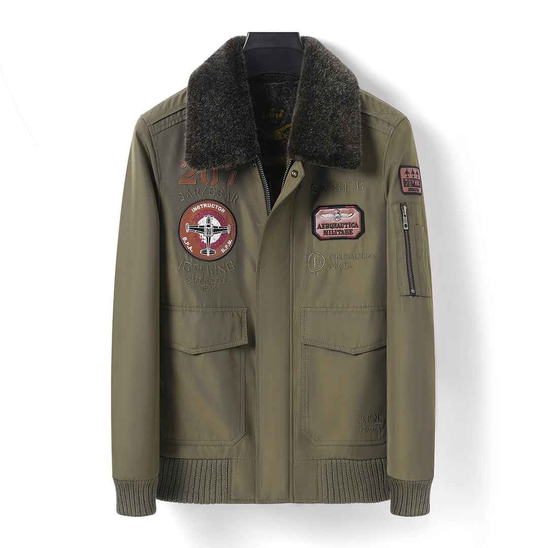 海宁男士百搭时尚休闲飞行服夹克加厚保暖外套PK8360