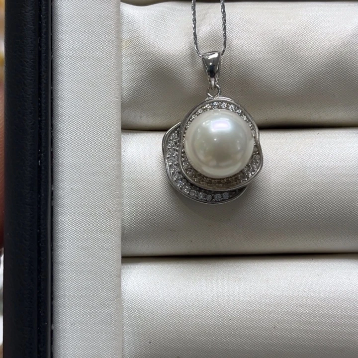 吊坠(不含链)银S925镶嵌海水珍珠10-11mm9号